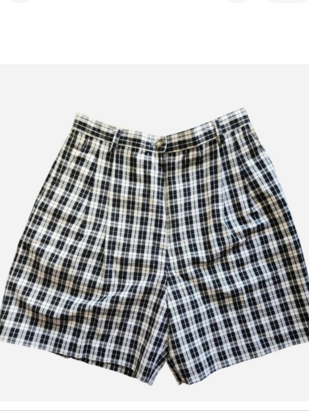 Petite Sophisticate Plaid Academia Cotton Trouser Shorts